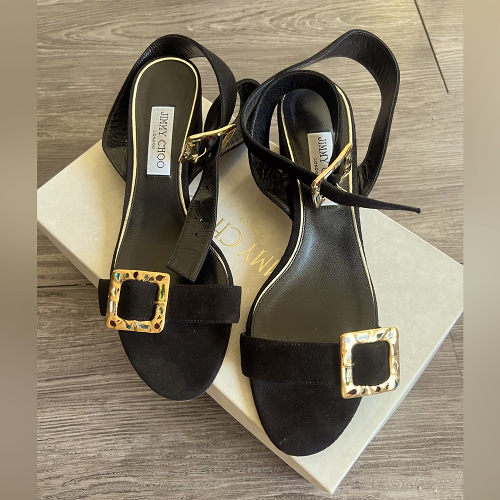 ✨ Jimmy Choo Dacha 85 Suede Sandals In Black EU42